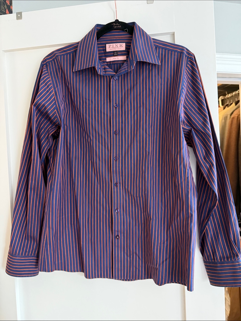 Thomas Pink Blue Shirt with Pink Stripes